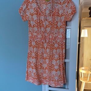 Orange and White Patterned Dress